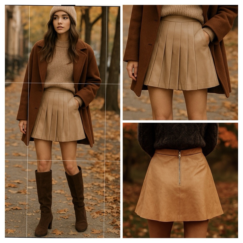 H&M leather pleated mini skirt size 6